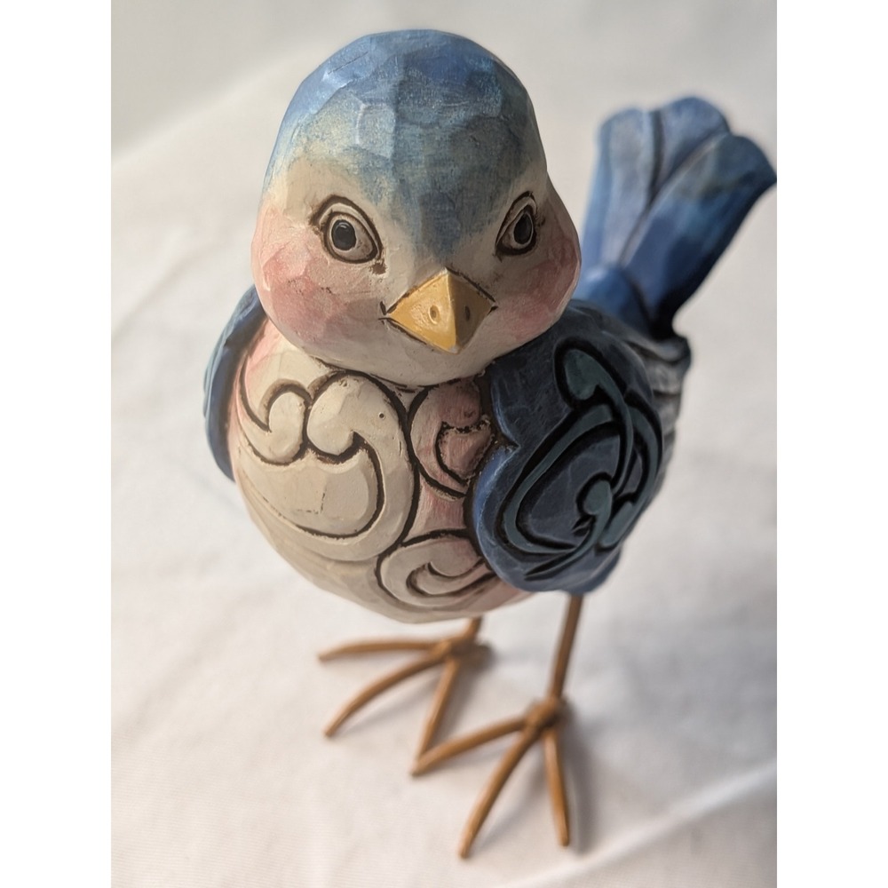 Jim Shore Blue and Pink Decorative Bird Figurine